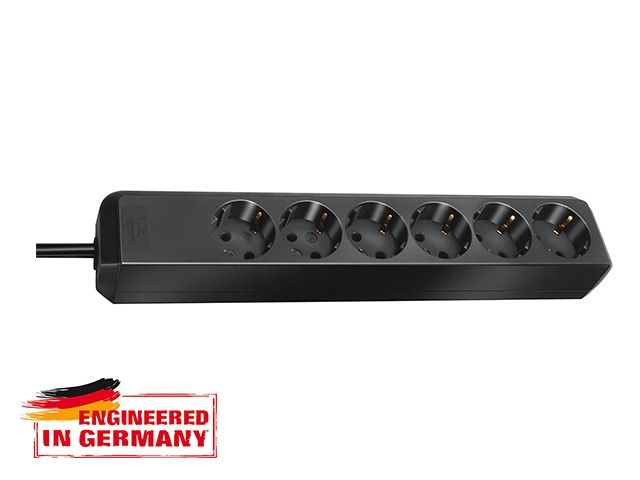 Удлинитель 1.5м (6 роз., 3.3кВт, с/з, ПВС) черный Brennenstuhl Eco-Line (провод 3х1,5мм2, сила тока 16А, с/з - с заземляющим контактом)