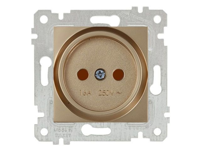 Розетка 1-ая (скрытая, без рамки, б/з, шторки) золото, RITA, MUTLUSAN (16 A, 250 V, IP 20)