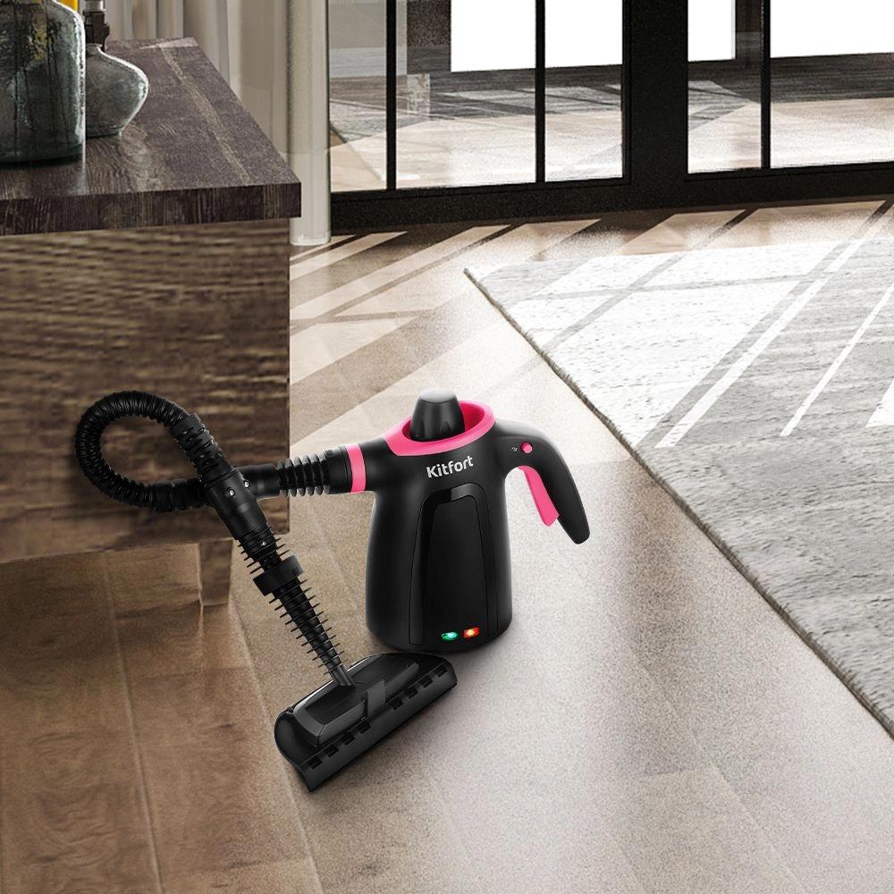 Пароочиститель Kitfort КТ-9170-1 черный/малиновый