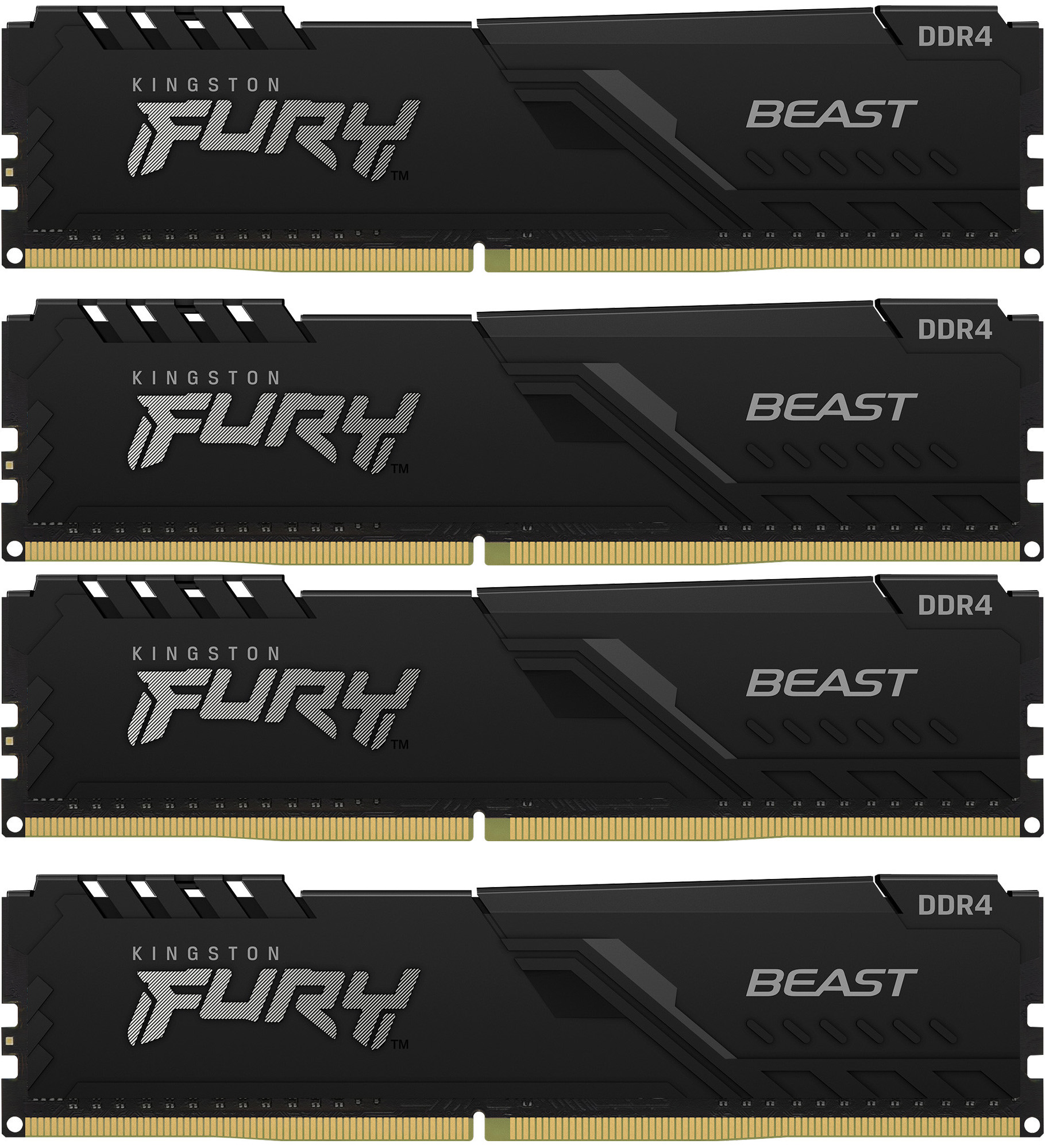 Оперативная память Kingston Fury Beast 4x16GB DDR4 PC4-25600 (KF432C16BB1K4/64)