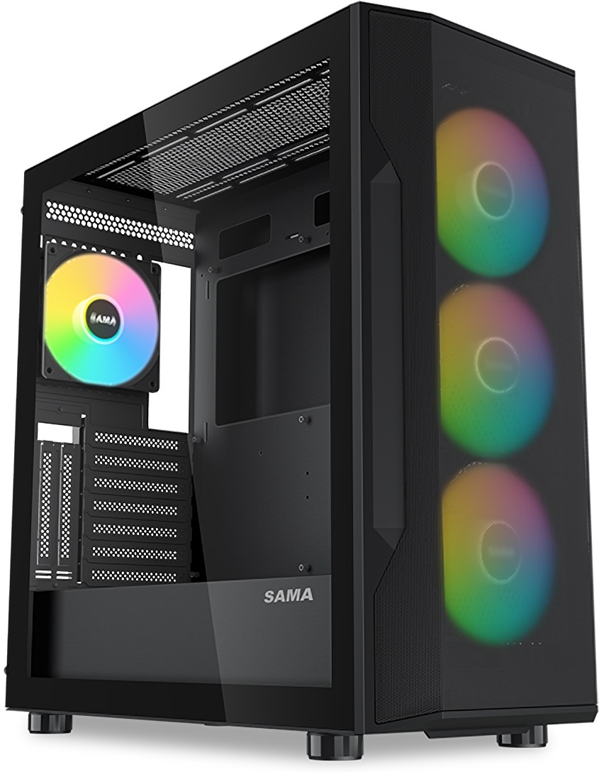 Корпус Sama S40 BK ATX без БП черный (S40-BKAPA4X1-GL)