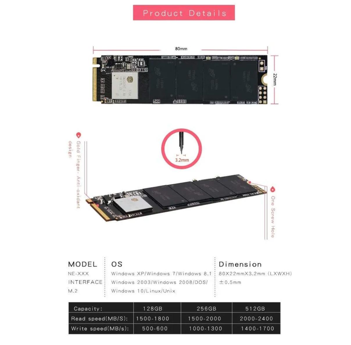 SSD диск Kingspec 256Gb M.2 2280 (NE-256)