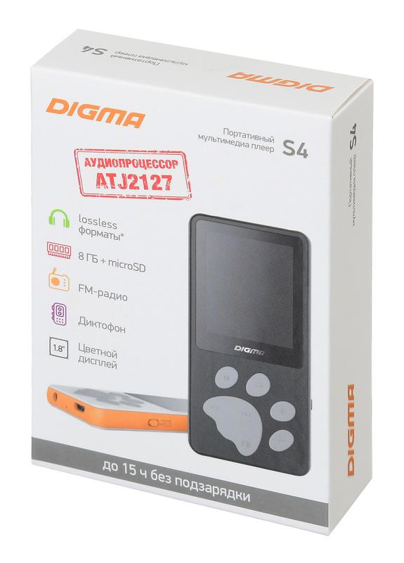 MP3-плеер Digma S4 8Gb черный/серый (S4BG)