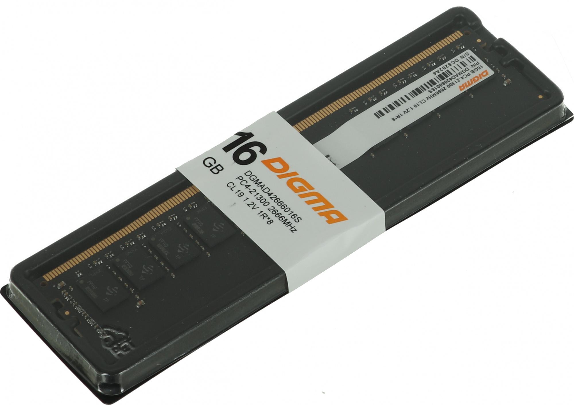 Оперативная память Digma DDR4 16Gb 2666MHz (DGMAD42666016S)