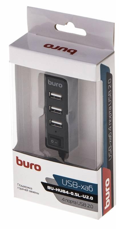 USB-хаб Buro BU-HUB4-0.5L-U2.0