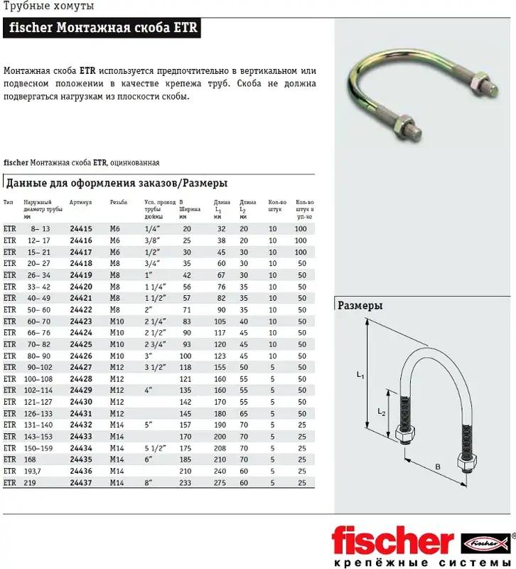 Монтажная скоба для труб Fischer ETR 168 5шт (24435)