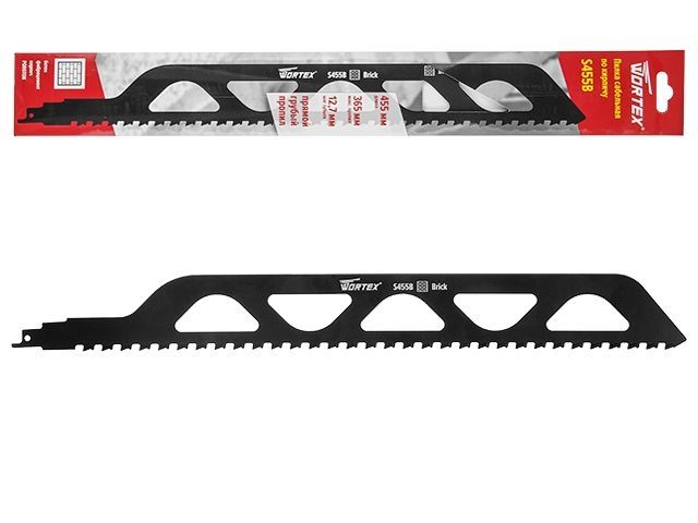 Пилка сабельная по кирпичу S 455B (1 шт.) WORTEX Биметалл YG8/HM, 455 мм длина (пропил прямой, грубый, для базовых работ)