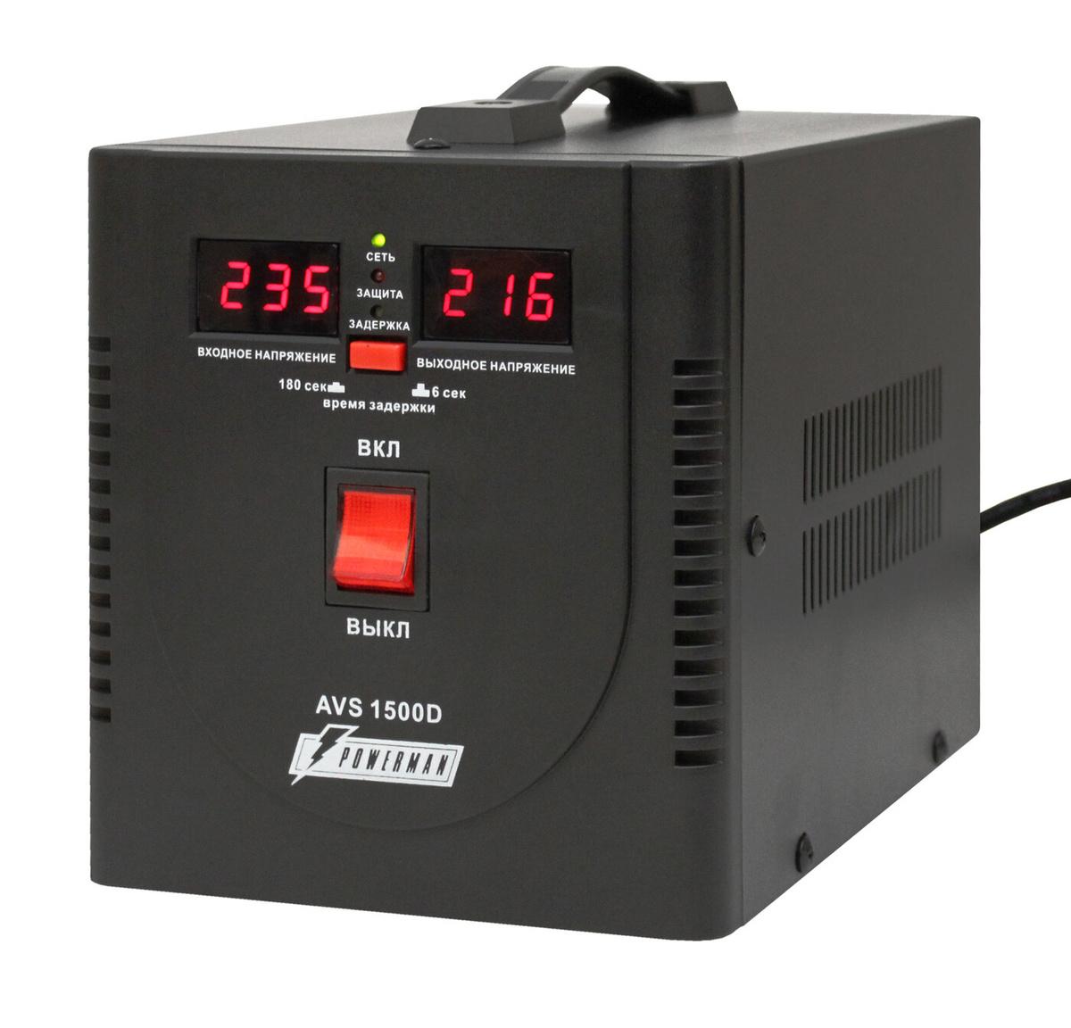 Стабилизатор напряжения PowerMan AVS 1500D Black