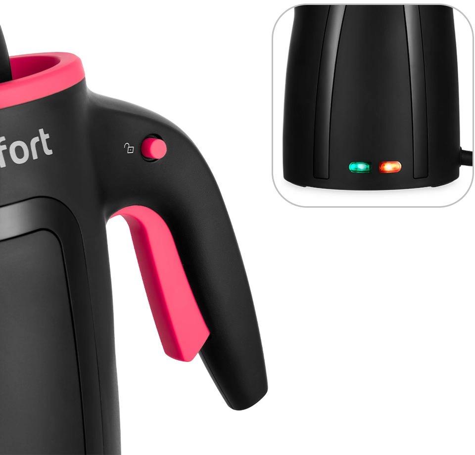 Пароочиститель Kitfort КТ-9170-1 черный/малиновый