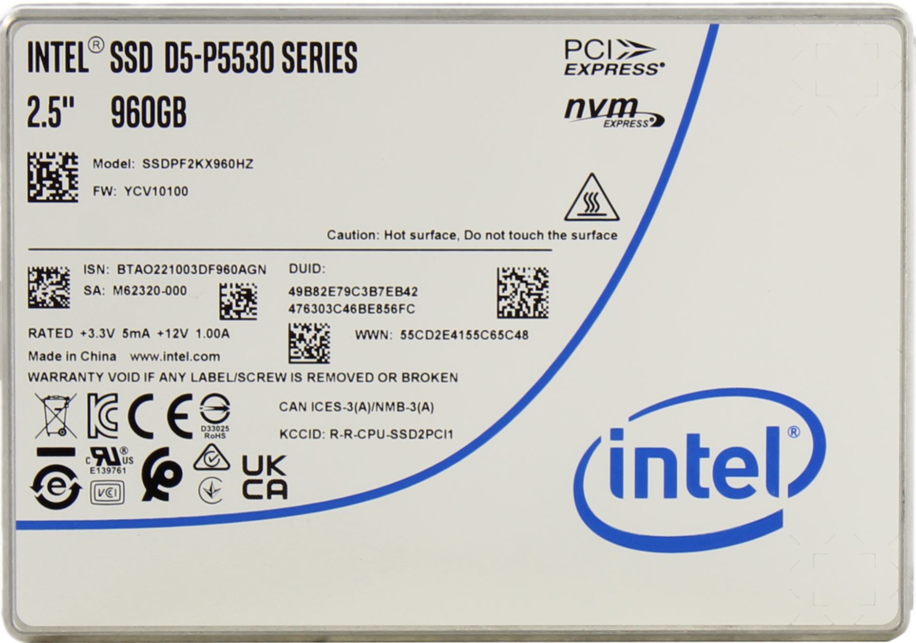 SSD диск Intel D5-P5530 960GB (SSDPF2KX960HZN)