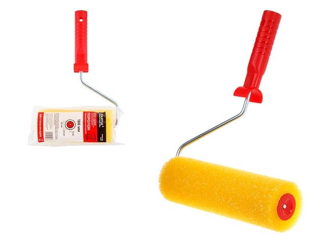 Валик поролоновый "Структурный" мелкопористый 180мм с ручкой 8мм STARTUL PROFI (покраска стен и фасадов, поролон, мелкая структура)