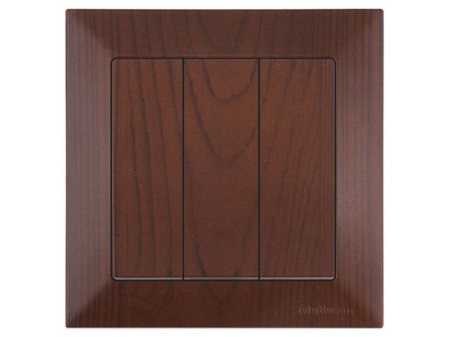 Выключатель 3-клав. (скрытый, пруж. зажим) орех, DARIA, MUTLUSAN (10 A, 250 V, IP 20)