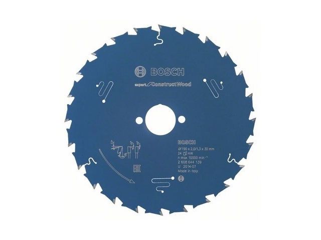 Диск пильный 190х30 мм 24 зуб. по дереву EXPERT FOR CONSTRUCT WOOD BOSCH ( твердоспл. зуб)