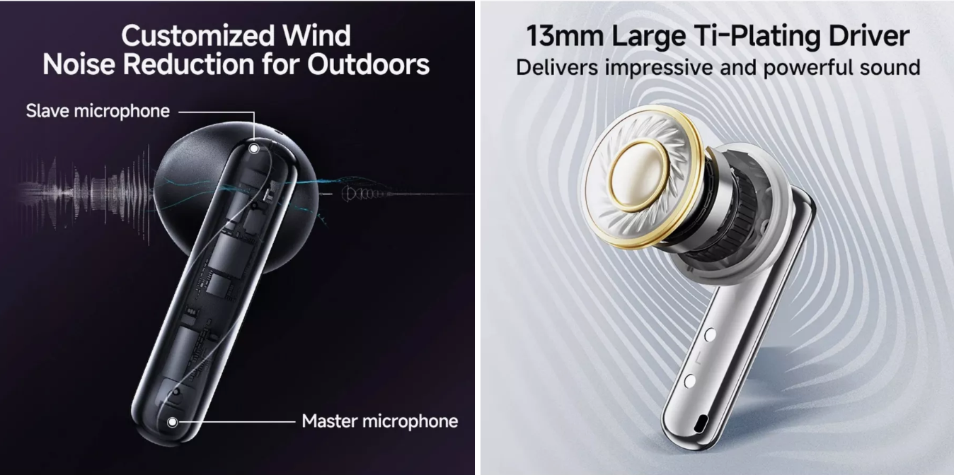 Наушники QCY AilyBuds Clear Purple (BH24QT32A)