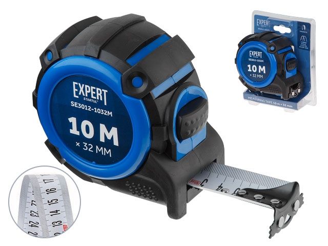 Рулетка 10м/32мм EXPERT STARTUL (SE3012-1032M) (Автостоп, двухсторонняя шкала нанесения, нейлоновое покрытие, усиленный магнитный зацеп)