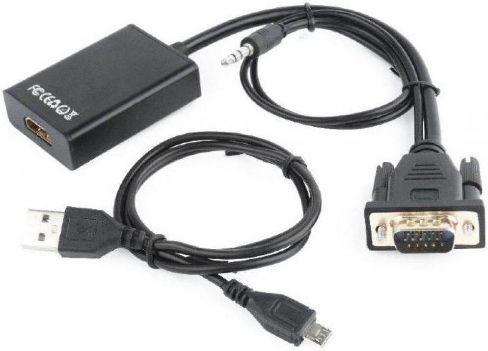 Адаптер Cablexpert A-VGA-HDMI-01 HDMI/VGA/3.5 мм jack (+ USB для питания)