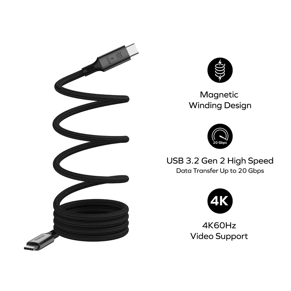 Кабель Momax Mag.Link DC51D USB-C/USB-C 1м Black