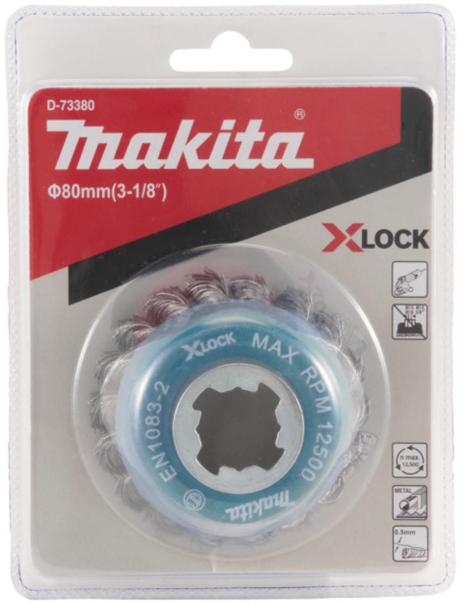 Щетка Makita D 80 мм 0,5 мм X-lock проволочная чашечная по металлу (D-73380)