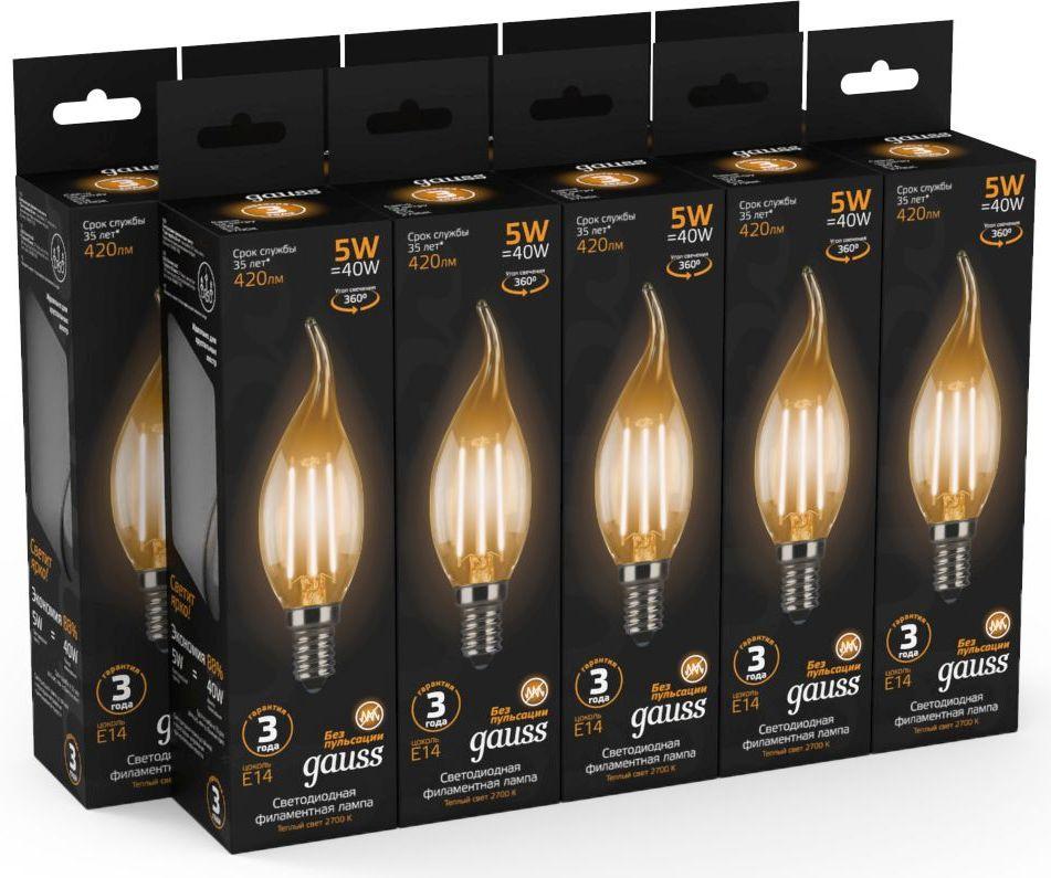 Светодиодная лампа Gauss Filament 5Вт E14 220B 2700K 10шт (104801105-10)