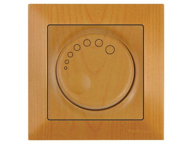 Выключатель поворотный (диммер) (скрытый, винт. зажим, 600Вт) дуб, DARIA, MUTLUSAN (220VAC, 60 - 600VA,  50 Hz, IP20)