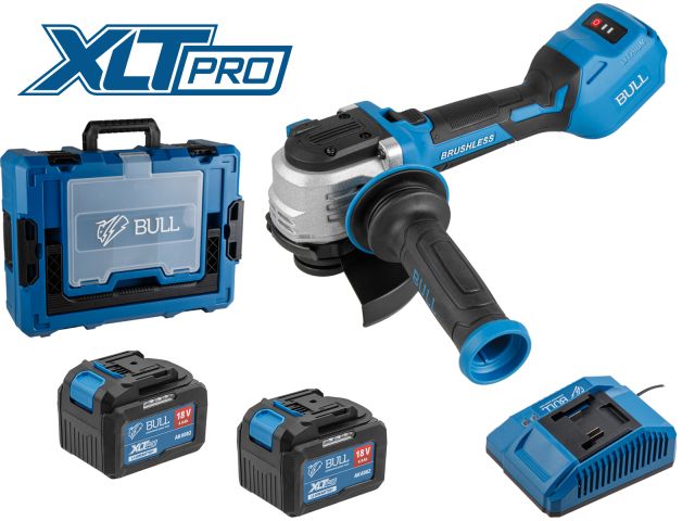 Аккум. углошлифмашина BULL CSG 1812-1 SR Xcase XLTpro 2x6 Ач БЕСЩЕТ, 125 мм, рег. об., 10 000 об/мин (Безредукторный тип, плав пуск, конст. эл., защит