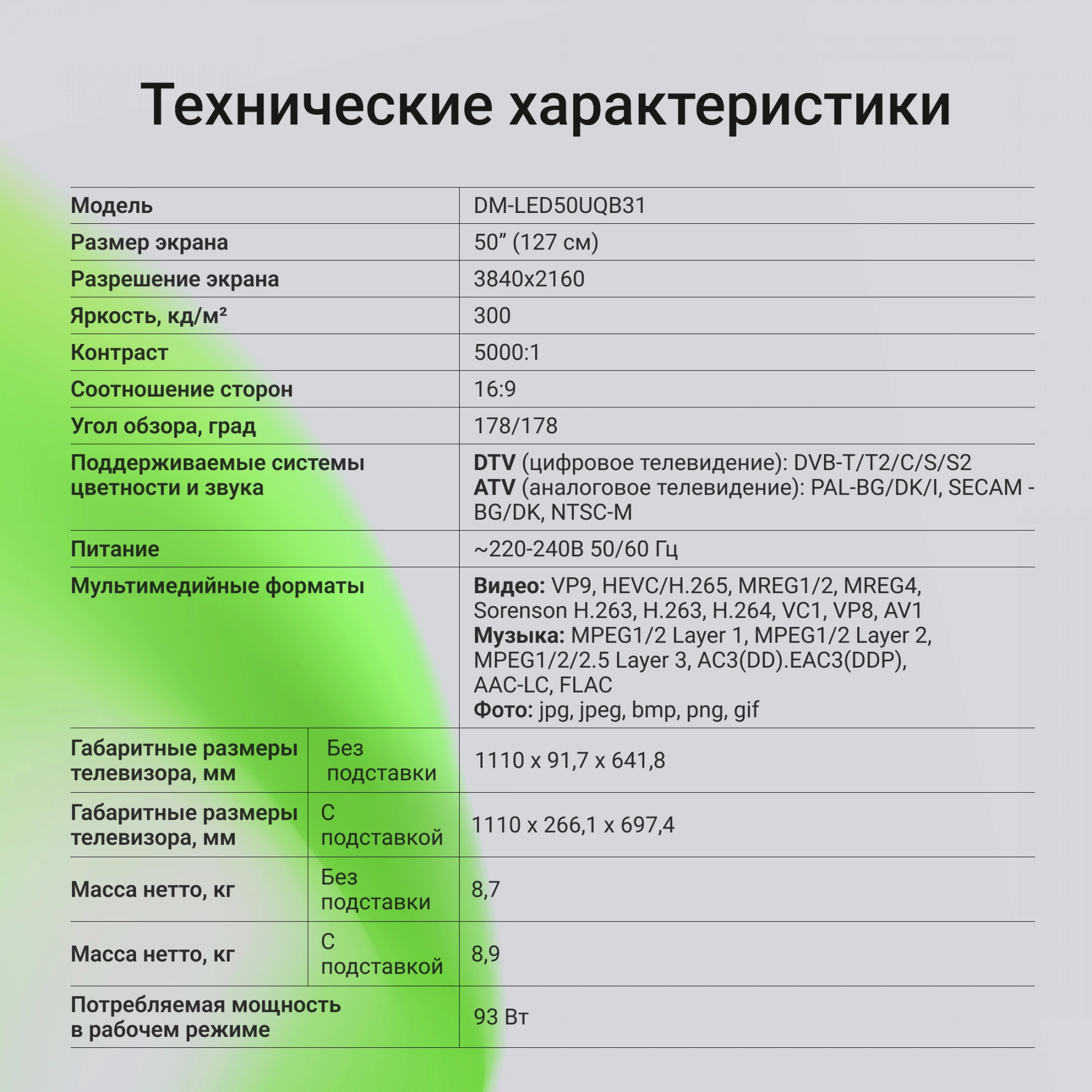 Телевизор Digma DM-LED50UQB31 черный/черный