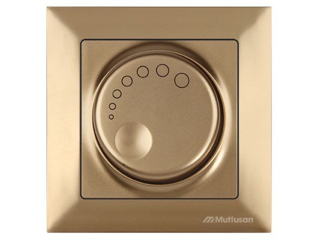 Выключатель поворотный (диммер) (скрытый, винт. зажим, 600Вт) золото, DARIA, MUTLUSAN (220VAC, 60 - 600VA,  50 Hz, IP20)