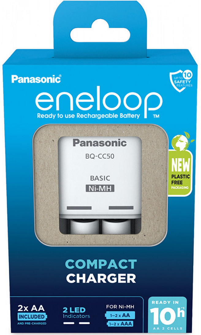 Аккумулятор с зарядным устройством Panasonic Eneloop BQ-CC50/2xBK-3MCCE Compact Charger (K-KJ50MCD20E)