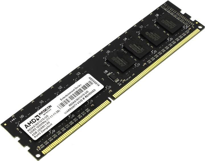 Оперативная память AMD Radeon RE1600 Entertainment 4GB DDR3 PC3-12800 (R534G1601U1S-UO)