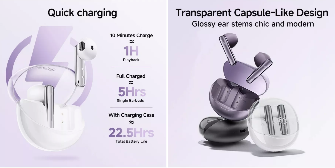 Наушники QCY AilyBuds Clear Purple (BH24QT32A)