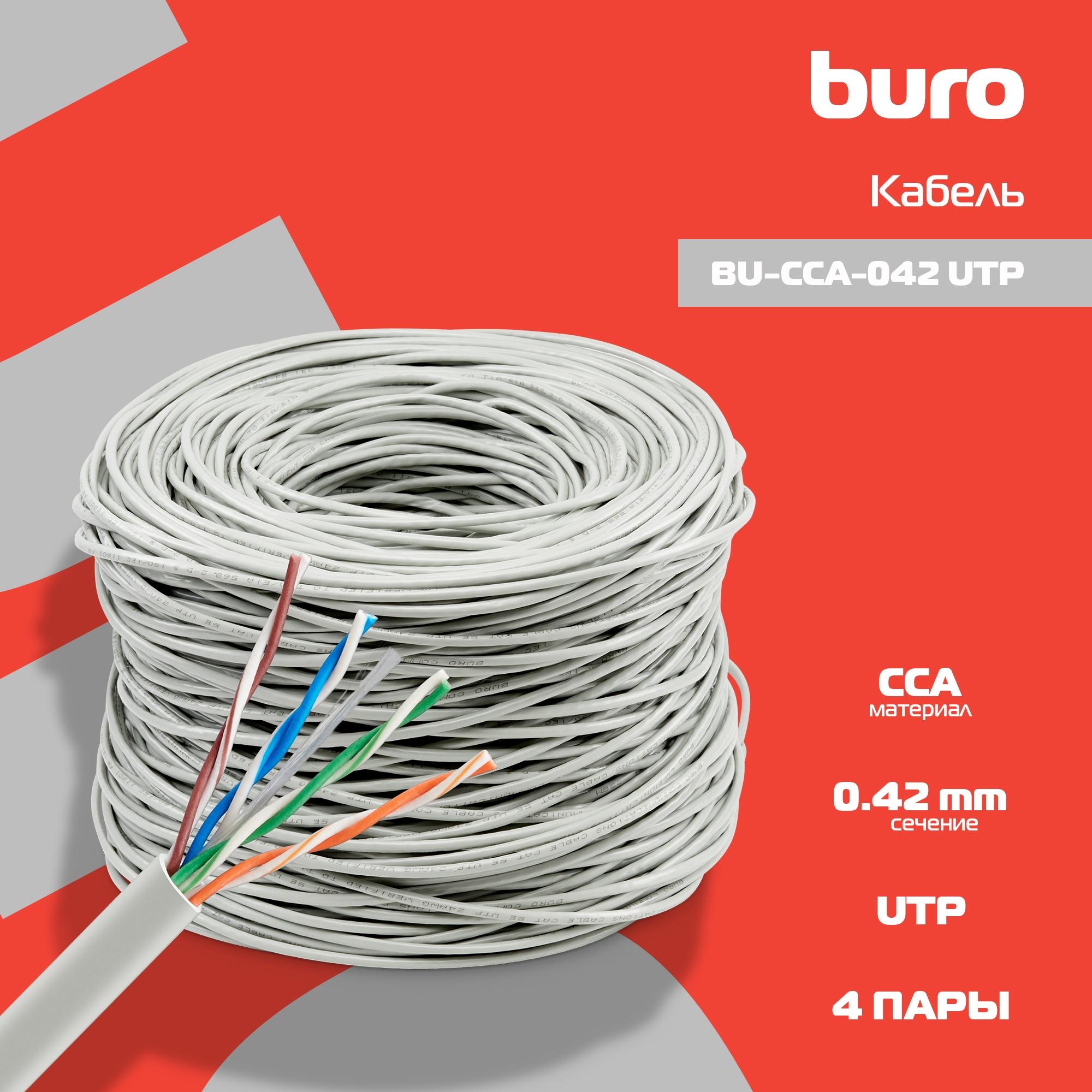 Кабель витая пара Buro BU-CCA-042 серый