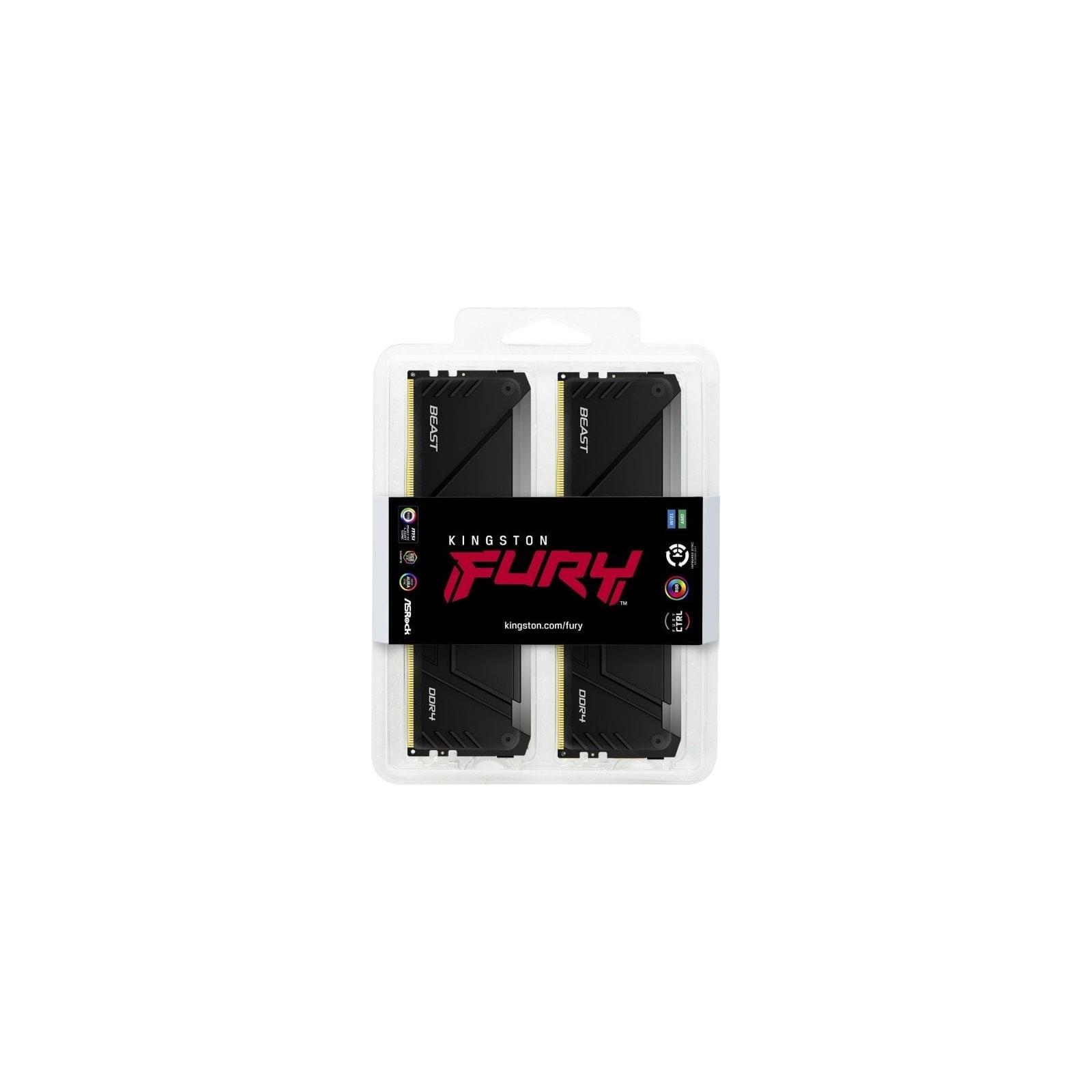 Оперативная память Kingston Fury Beast Black RGB XMP 32GB DDR4 (KF432C16BB12AK2/32)
