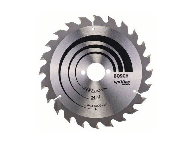 Диск пильный 190х30 мм 24 зуб. по дереву OPTILINE WOOD BOSCH ( твердоспл. зуб)