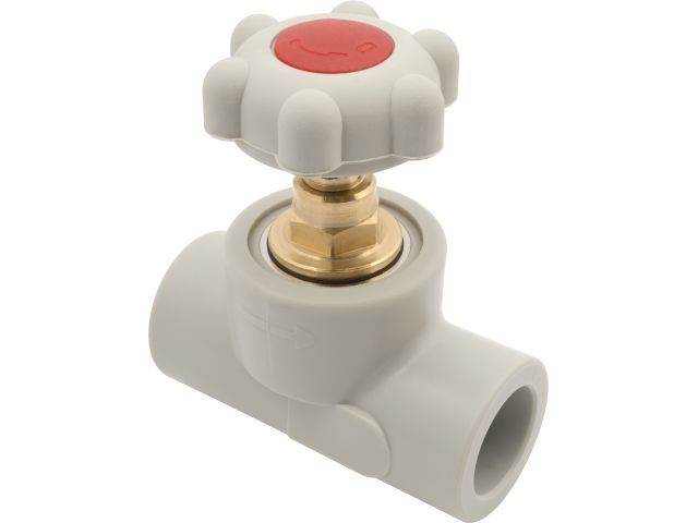 Вентиль ПП прямоточный 20, сер. FV Plast (Под заказ кратно коробкам)