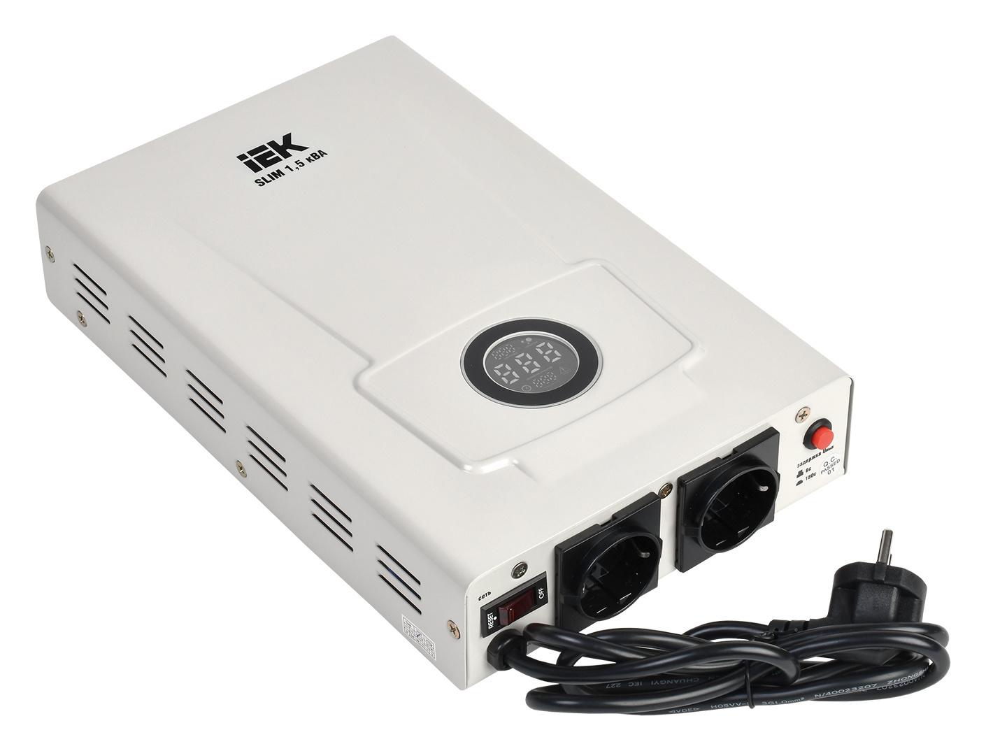 Стабилизатор напряжения IEK Slim 1.5кВА белый (IVS22-1-D15-09)