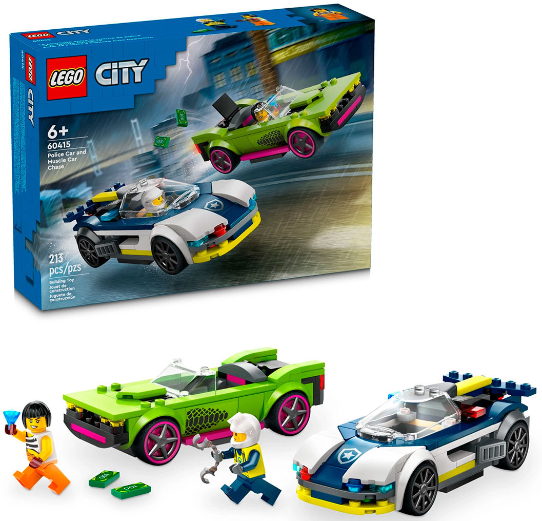 Конструктор Lego City Погоня на полицейской машине и маслкаре (60415)