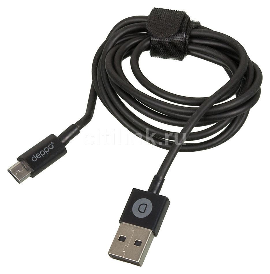 Дата-кабель Deppa USB-microUSB, 1.2м, черный арт. 72103