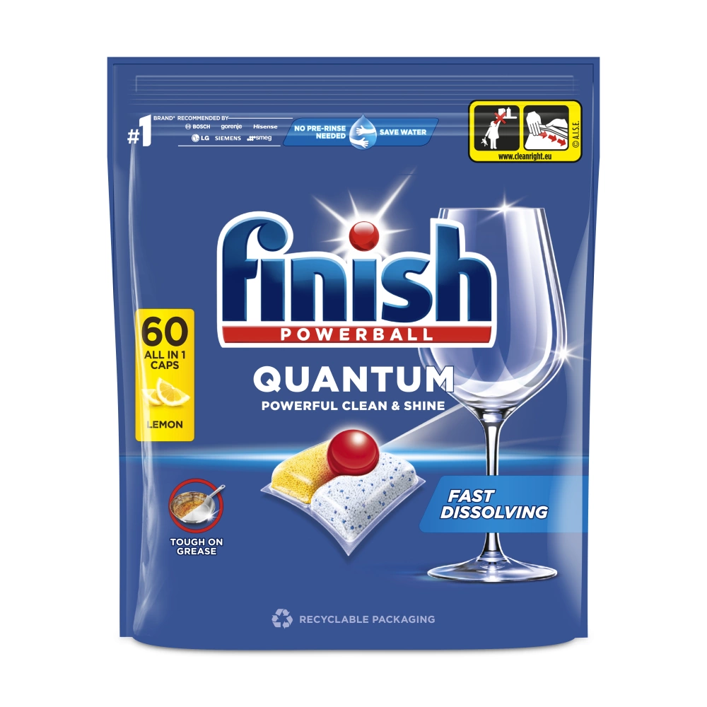 Таблетки для посудомоечных машин Finish Powerball Quantum All in 1 Lemon 60шт