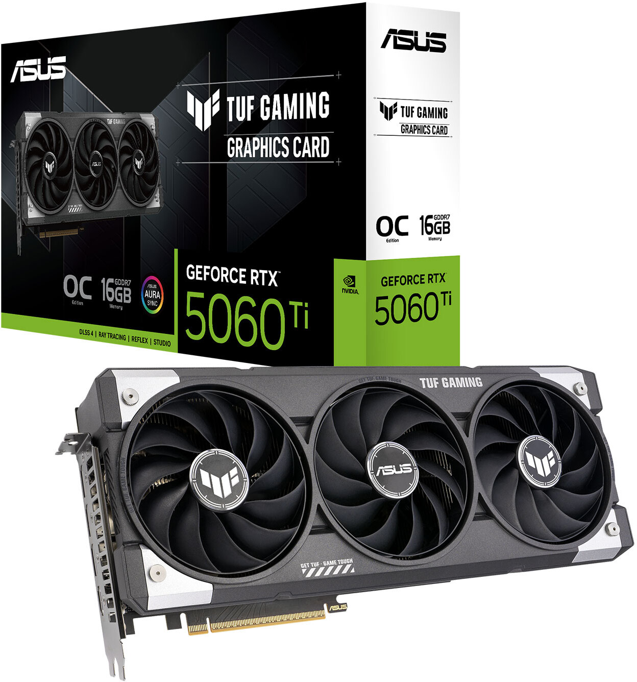 Видеокарта ASUS TUF Gaming GeForce RTX 5060 Ti OC 16GB GDDR7 (90YV0MG0-M0NA00)
