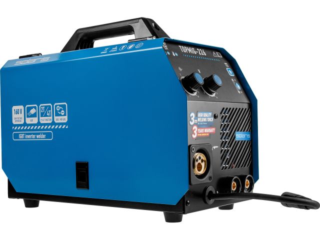 Полуавтомат сварочный Solaris TOPMIG-226 (220В, MIG/FLUX, евроразъем, горелка 3 м, смена полярности, 2T/4T)