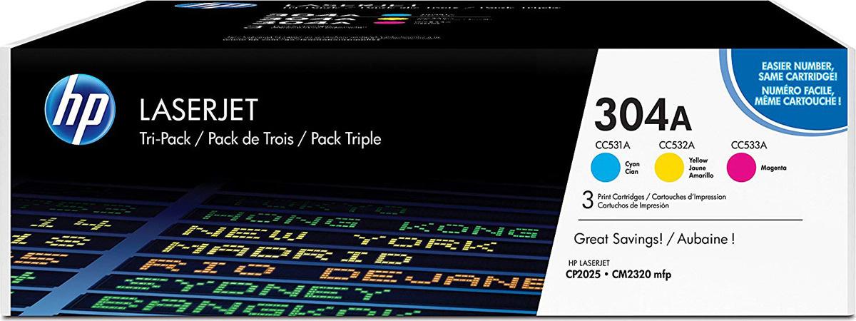 Тонер-картридж HP 304A голубой/желтый/пурпурный (CF372AM)