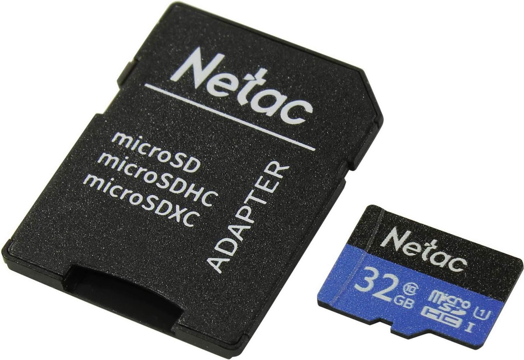 Карта памяти Netac P500 Standard 32GB + адаптер (NT02P500STN-032G-R)