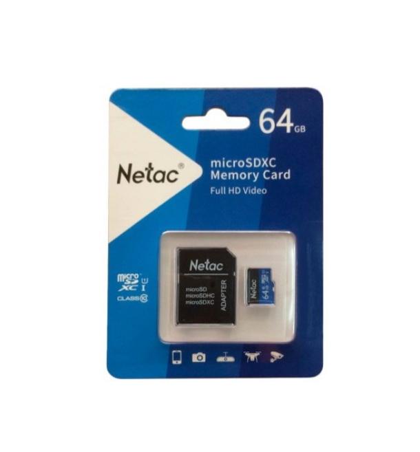 Карта памяти Netac P500 Standard 64GB + адаптер (NT02P500STN-064G-R)
