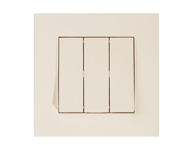 Выключатель 3-клав. (скрытый, винт. зажим) кремовый, RITA, MUTLUSAN (10 A, 250 V, IP 20)