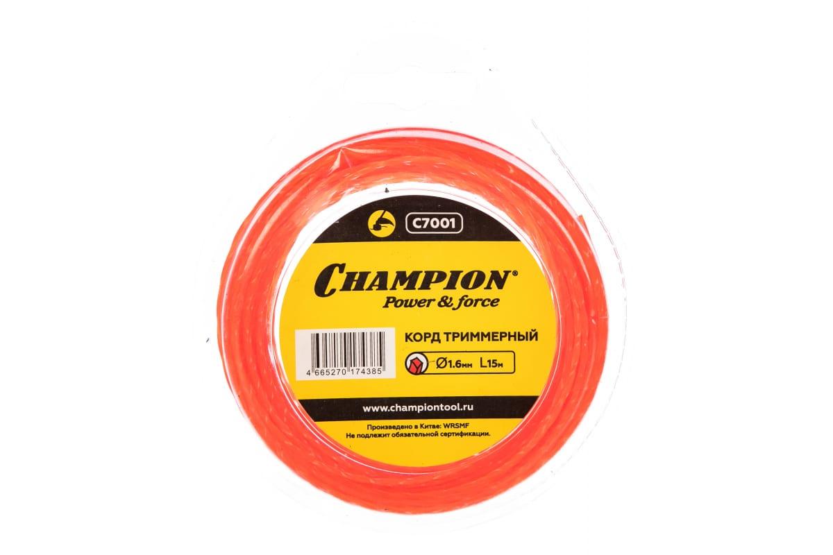 Корд для триммера Champion Twisted Square 1.6мм*15м витой квадрат (C7001)