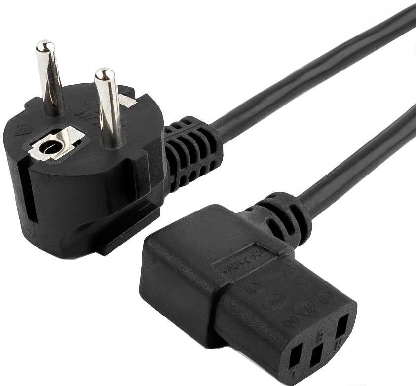 Кабель питания Cablexpert PC-186A-VDE, 1.8м, Schuko- C13, VDE, 10А, черный, угловой разъем, с заземлением, пакет
