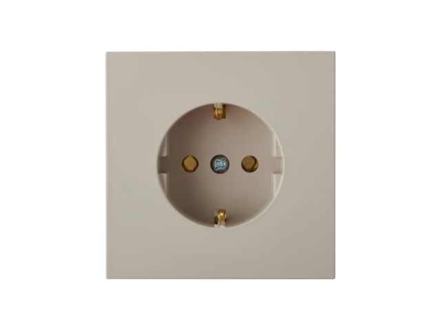 Розетка 1-ая (скрытая, с/з) песочная, Carre, BYLECTRICA