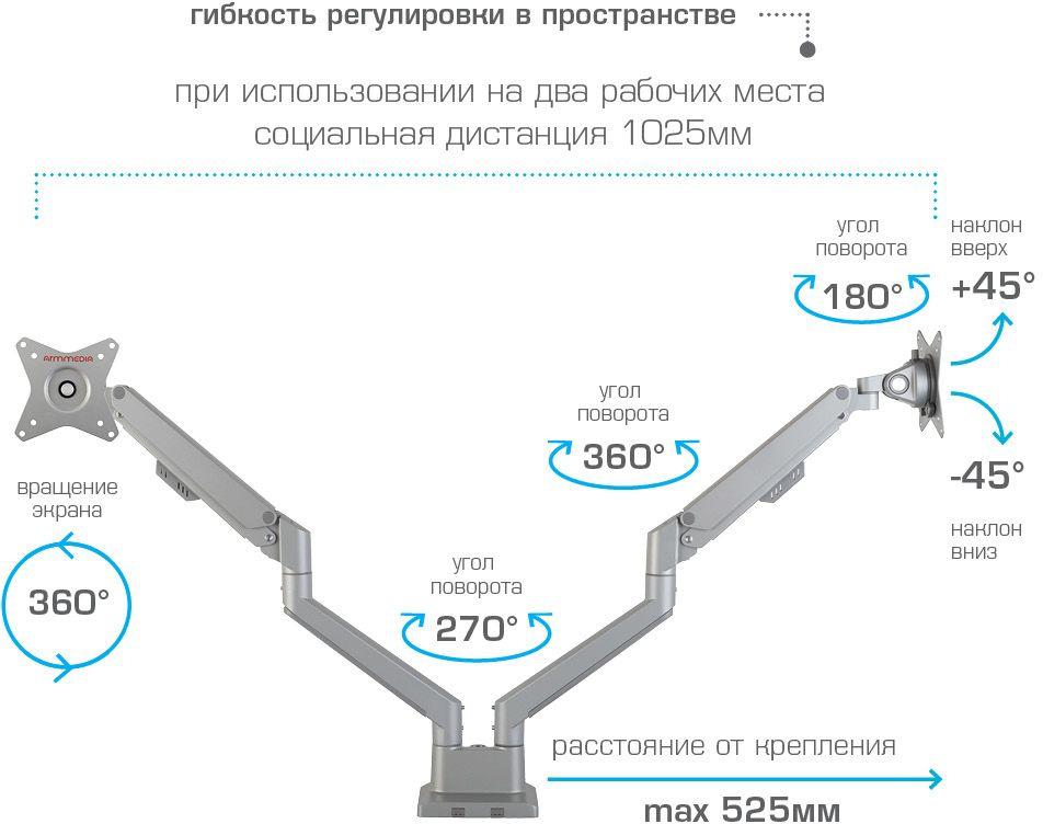 Кронштейн Arm Media LCD-T36 серебристый (90393)