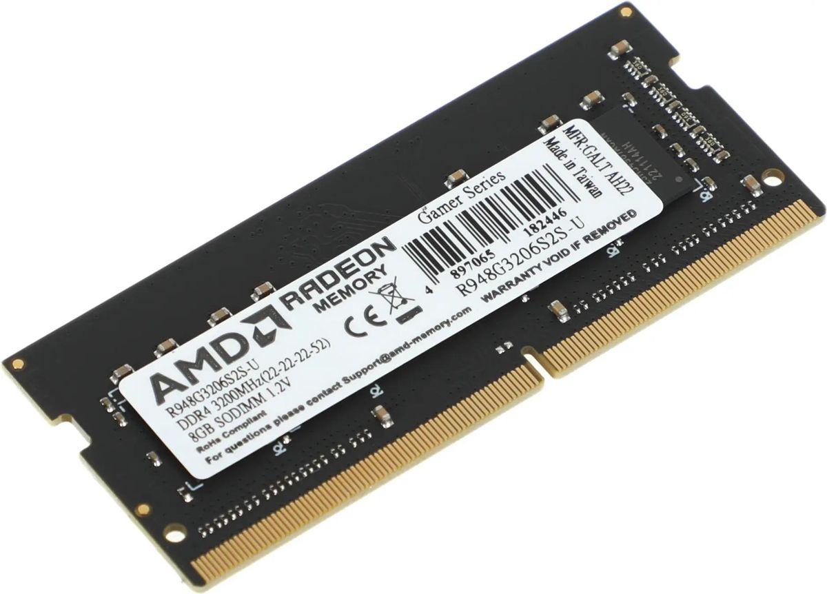 Оперативная память AMD Radeon R9 Gamer Series 8GB DDR4 SODIMM PC4-25600 (R948G3206S2SU)
