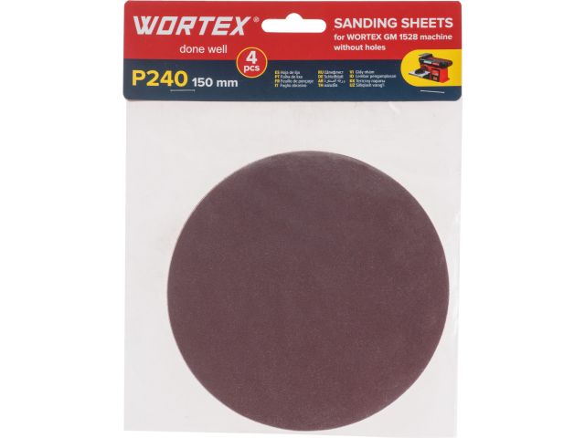 Шлифлист 150мм P240 без отв. 4 шт. для станка WORTEX GM 1528